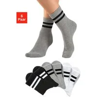 H.I.S Sportsocken Damen Herren Kinder Tennissocken, Fitnesssocken (Packung, 6-Paar, Crew Socken) klassische Retro Tennissocken mit Ringel