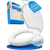 Lobenswerk Toilettensitzerhöhung Toilettendeckel mit Toilettensitzerhöhung [5 cm], für Senioren, Urea-Duroplast mit 250KG Tragkraft - 5cm Sitzerhöhung