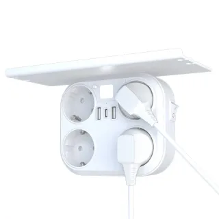 RRTEAVEL HHT105 16A Wall Switch Socket with Tray 4AC+3USB Port Universal Convertion EU Outlet with Controllable Light Ho