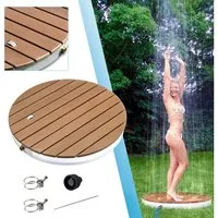 @tec Gartendusche Mobile Bodendusche rund aus WPC mit 18 Düsen - 3/4 Zoll Anschluss, Mobile Outdoor-Dusche für Garten, Pool, Sauna & Camping ⌀70 cm