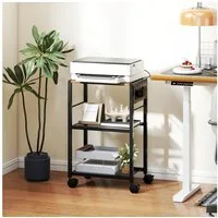 HOMCOM Aktenschrank mit Rollen, Steckdosen, USB- und USB-C-Anschlüsse (Druckeregal, 1-St., Druckerständer) bis 40 kg, für Büro Arbeitszimmer 42 x 28 x 64,5 cm Rustikalbraun