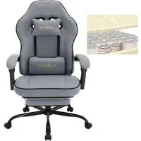 Woltu Gaming-Stuhl (1 St), mit Kopfkissen Lendenkissen Fußstütze, ergonomisch, Netzstoff