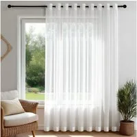 Deconovo Vorhang Transparent mit Ösen Stores Gardinen Wohnzimmer 1 Stück, Luftig Modern Store Dekoschals Schlafzimmer einfarbig pflegeleicht