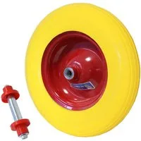 TRUTZHOLM Schubkarren-Rad Vollgummi 4.00-8 / 4.80 mit Achse 200 Kg Ersatzrad Schubkarre PU (Einzeln, 1 St), pannensicher