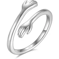Lisandra Scott Silberring Umarmungsring in 925 Silber und Gold I Ring Liebesbotschaft Geschenk, Symbol für Zuneigung – Silberring mit kunstvollem Umarmungsdesign