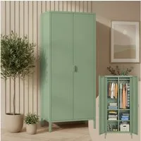skølm Kleiderschrank Ituri aus Metall (Mintgrün) Metallschrank mit 6 Fächern & 2 Kleiderstangen, 170x80x45 cm