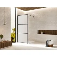welltime Walk-in-Dusche Walk In Black Blocks Frosted, Sicherheitsglas, Milchglasscheiben