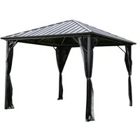 HOME DELUXE Pavillon AZUR - 270 x 270 x 300 cm, inkl. LED - Beleuchtung & Solarpanel, Überdachung, Gartenpavillon