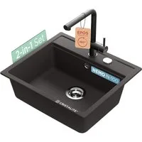 Schock Granitspüle Nemo N-100 und Armatur Epos, eckig, 75/51 cm, (Set, 2 St), bestehend aus Spüle und Armatur