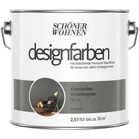 SCHÖNER WOHNEN FARBE Wand- und Deckenfarbe Klassisches Schiefergrau Nr. 1, Tropf- und spritzgehemmt, Konservierungsmittelfrei