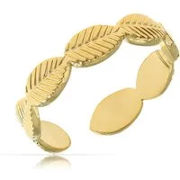 Made by Nami Fingerring Breiter Goldener Boho Edelstahl Ring Blätter-Design, Damen Schmuck Größenverstellbar & Wasserfest