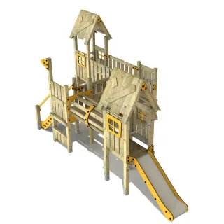 Großer Spielplatz PRO MAGIC Turbo Kletterturm mit Rutsche - Öffentlicher Spielturm für Kinder 9x9 cm Pfosten - Robuste Gartenanlage von Wickey