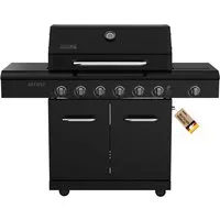 nexgrill Gasgrill 6B Deluxe 6+1 Brenner, Seitenkochfeld, Sondermodell Matt Schwarz, 21KW, Aufbaumaß: 148x62x119 cm