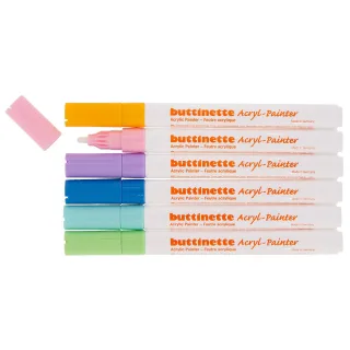 buttinette Acryl-Painter "Pastell", Stärke: 2 mm, 6 Stifte