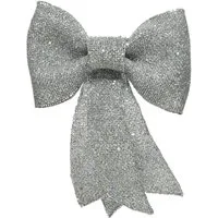 Kaemingk Hängedekoration Schleife Plastik Glitter L.5cm W.22cm H.30cm silber