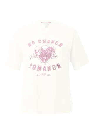 Q/S designed by - T-Shirt mit Print weiß/pink - Gr. - M