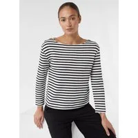 comma Langarmshirt Sweatshirt Gestreiftes Sweatshirt aus Piqué