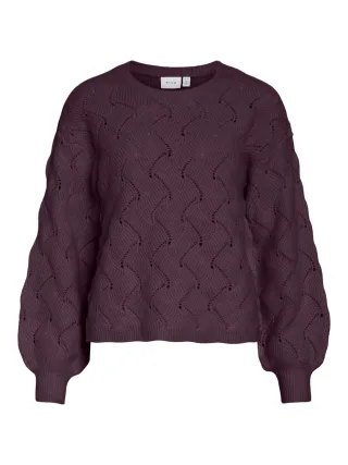 VILA - VISULFINA NEW O-NECK L/S KNIT TOP/R/1 Fig - Gr. - S