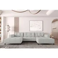 99rooms Wohnlandschaft Massimo, Sofa, U-Form, mit Schlaffunktion, Rundumbezug, in Strukturstoff NEVE