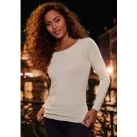 LASCANA Langarmshirt mit feiner Glitzereinfassung aus luftigem Viskose-Feinstrick