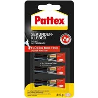 Pattex Bastelkleber Pattex Sekundenkleber Mini Trio 3x 1 g