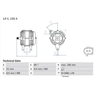 Bosch Lichtmaschine 150A Ford Galaxy Mondeo S-Max 1,8 0986048380