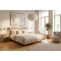 ATLANTIC home collection Polsterbett Neela in 180cm x 200cm, gepolstertes Kopfteil und Rahmen, Bezug aus hochwertigen Strukturstoff