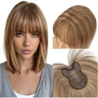 LuxusKollektion Echthaar-Extension Haarteil Clipin Echthaar 360Grad Mit Pony 4p27 Mittelbraun Dunkelblond