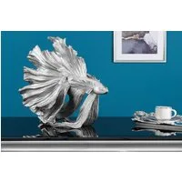 riess-ambiente Tierfigur CROWNTAIL 35cm silber (Einzelartikel, 1 St), Wohnzimmer · Kunststein · Kampffisch · Betta Skulptur · Urban Jungle