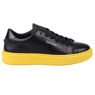 Lavair - "Luna" Sneaker für Herren, Nappaleder, Plattform-Absatz (Schwarz/Gelb)
