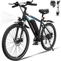 EVERCROSS TECH E-Bike Cityrad für Pendler,27,5-Zoll-Elektrofahrrad,36V 13AH AKKU, 7 Gang, Heckmotor, 468 Wh, 1 Gang, 250W, 468 Wh,E-Citybike mit Schloss, Pumpe