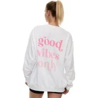 Worldclassca Sweatshirt Worldclassca Oversized Sweatshirt Good Vibes Print Langarm Pullover Freizeit Shirt
