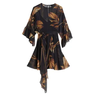 Ted Baker Elster Minikleid Mit Rüschenärmeln, Transparent, Schwarz