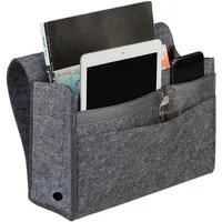 relaxdays Betttasche mit Klettverschluss (1-tlg), Dunkelgrau