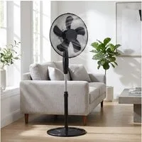 V-TAC Standventilator, Stand Ventilator Kühler Höhnverstellbar 3-Stufen Steh Lüfter schwarz