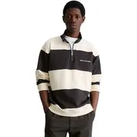 Marc O'Polo DENIM Sweatshirt Troyer relaxed mit Cut-&-Sew-Blockstreifen