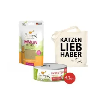 I love my cat Sparset für Katzen mit IBD - Nassfutter mit Insekten + Immun Pulver + Jutebeutel