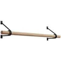 SO-TECH® Wandgarderobe 120 x 150 mm mit Ø 30 mm Kleiderstange aus Holz (Spar-Set, 1 St), Schwarz lackiert mit 50 cm Garderobenstange aus Eiche