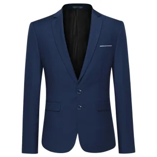 Klassischer, marineblauer Blazer mit zwei Knöpfen