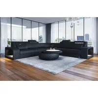 Sofa Dreams Ecksofa Foggia L Form Leder, mit LED, verstellbare Kopfstützen, Designersofa