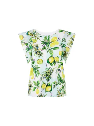 Marc Cain Additions - Feminines Shirt mit Zitronen-Print white - Gr. - 34