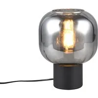 TRIO Leuchten LED Tischleuchte Glasschirm Chrom bedampft, Höhe 26cm, dimmbar, LED wechselbar, warmweiß, kleine Nacht-Tischlampe Rauchglas Wohnzimmer Fensterbank mit E27 LED