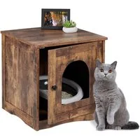 relaxdays Tierhaus Katzenschrank für Katzenklo mit Tür