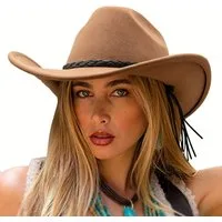 nsihing Cowboyhut Vintage Western-Cowboyhut, Unisex breitkrempiger Filzhut, Outdoor-Sonnenschutzhut
