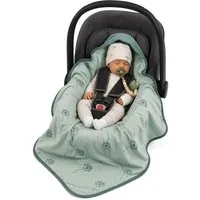 Zamboo Fußsack Pusteblume - Salbeigrün, Baby Einschlagdecke für Babyschale / Maxi Cosi leichte Kuscheldecke