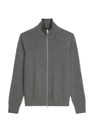 Marc OPolo Casual - Strickjacke mit Reißverschluss und Stehkragen grau - Gr. - M