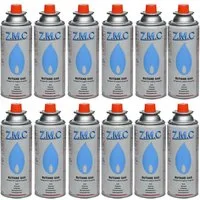 ZMC Gaskartusche Butan Gas Kartusche 227g Butangas Gaskartusche Silber, Zubehör für Gaskocher Campingkocher Brenner Gasheizung Gasbrenner, 12 St., MSF-1a Gaskartuschen Campinggas Bunsenbrenner Campingkocher