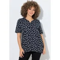 Ulla Popken T-Shirt T-Shirt gemustert A-Linie Tunika-Ausschnitt