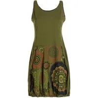 Vishes Ballonkleid Damen mittellanges Kleid Baumwolle geometrisches Muster Ballonkleid Alternative Bekleidung, Ethno, Hippie, Retro Style