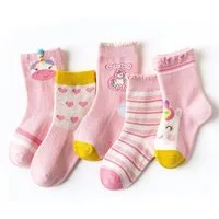 axy Socken axy Kinder Socken 5 Paar Multipack Mädchen Strümpfe Einhorn (Set, 5er-Pack, 5 Paar) Geschenke Bunte Weich Neuheit Kindersocken